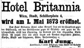 Zeitungsannonce zur Eröffnung des Hotels Britannia