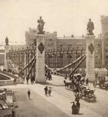 Die während der Weltausstellung eröffnete neue Augartenbrücke  © Archiv Technisches Museum Wien