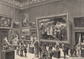 Im Centralsaale der Kunsthalle. Nach einer Aufnahme der Wiener Photographen-Association  (Ueber Land und Meer, Bd. 31, Wienbibliothek im Rathaus, F-27.295)