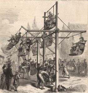 Im Wurstelprater. Nach Zeichnungen von L. v. Elliot (Illustrirte Zeitung, 1873, Wienbibliothek im Rathaus, F-23.720)