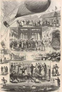 Die Wassernoth auf dem Ausstellungsplatz am 29. Juni. Humoreske von L. v. Elliot (Illustrirte Zeitung, 1873, Wienbibliothek im Rathaus, F-23.720)