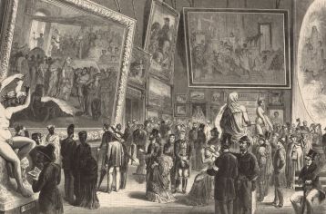 Der Centralsaal der Kunsthalle. Nach einer Zeichnung von J. Schönberg  (Illustrirte Zeitung, Bd. 61, Wienbibliothek im Rathaus, F-23.720)